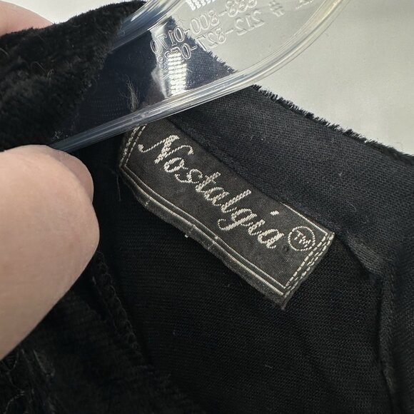 vintage 90s BLACK VELVET DRESS midi goth emo embroidered witchicore black S - Picture 8 of 8